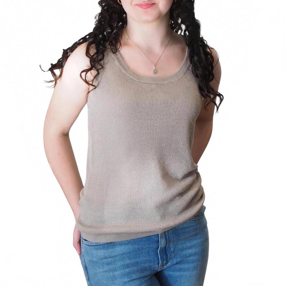 NEW KINROSS women's rib tank top in flax
